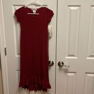 Holiday Dress 8. Just Kidding by LaBelle Fashions Deep Red Sparkling Dress.